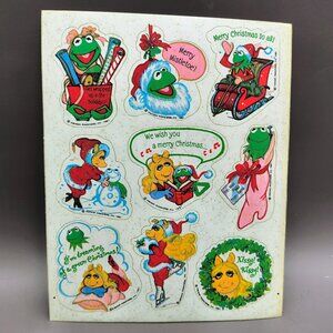 Vintage 1981 Hallmark Muppets Christmas Stickers Miss Piggy Kermit One Sheet